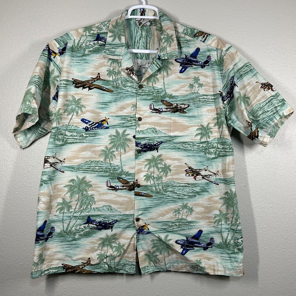 Aloha Republic Shirt Mens 3XL Hawaiian Short Sleeve Camp Collar Airplane Print